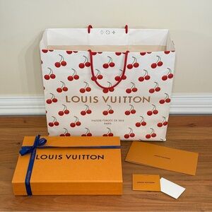 Louis Vuitton Storage/Gift Box - Sz M, Blue Ribbon, Murakami Cherry Shopping Bag
